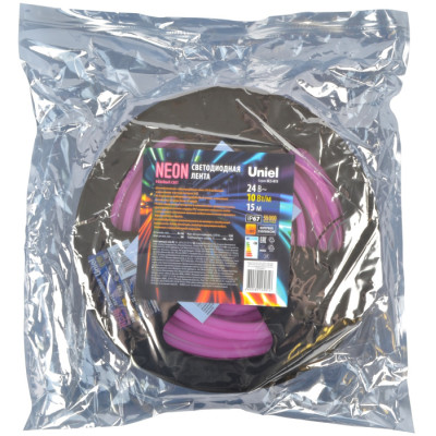 Светодиодная лента Neon ULS-N11-2835-120LED/m-8mm-IP67-DC24V-10W/m-15M-PINK катушка в герметичной упаковке
